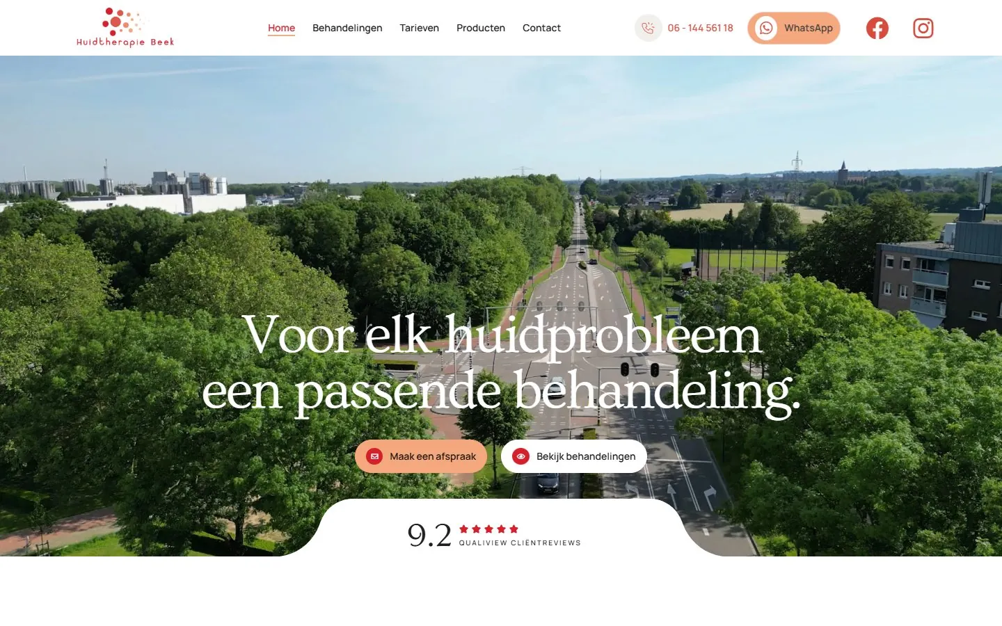 Page d'accueil du site huidtherapiebeek.nl, cabinet de dermatologie esthétique à Beek aux Pays-Bas