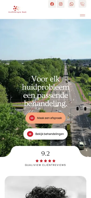 Version mobile du site huidtherapiebeek.nl, cabinet de dermatologie esthétique à Beek aux Pays-Bas