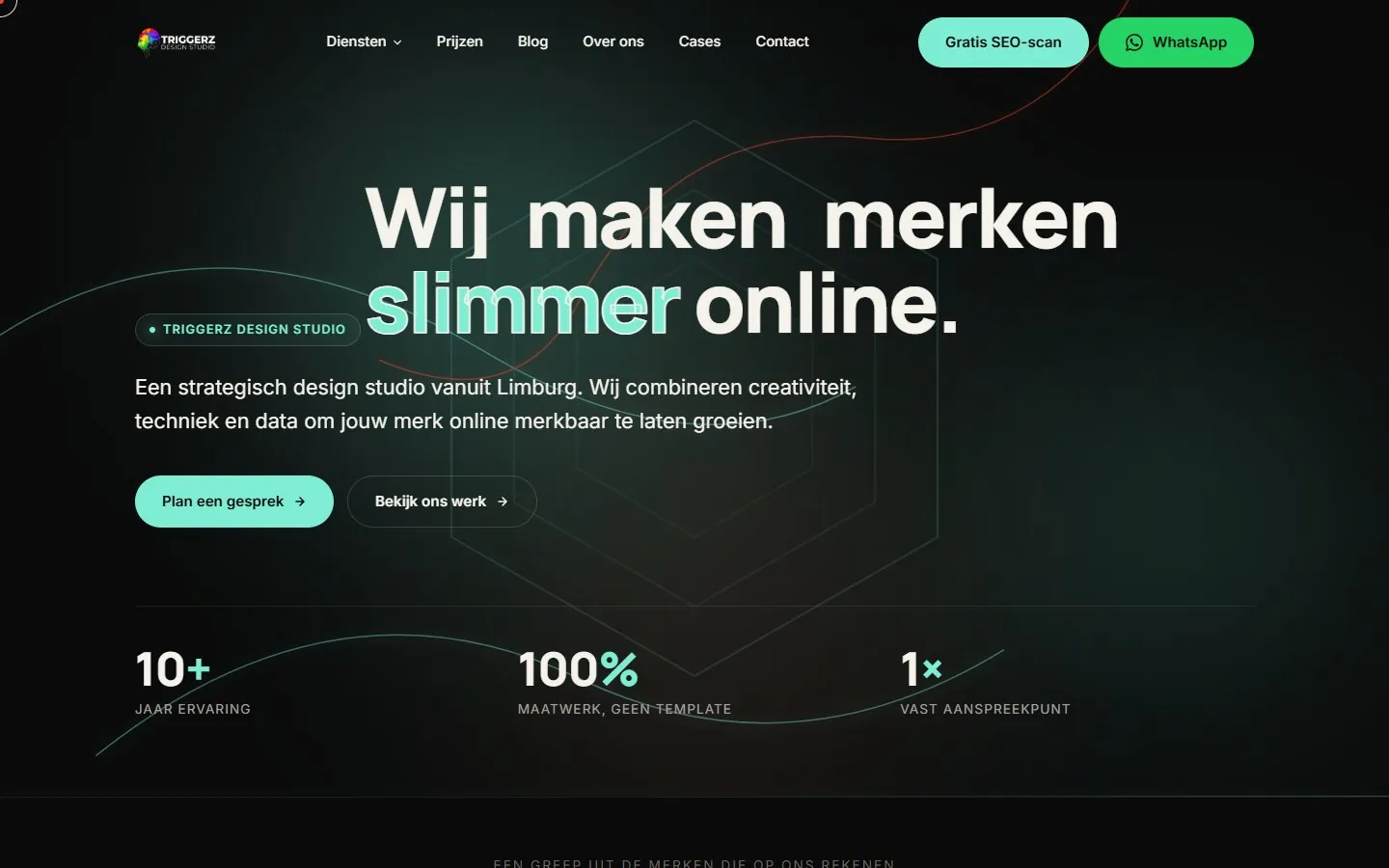Page d'accueil du site triggerz.eu, agence digitale aux Pays-Bas