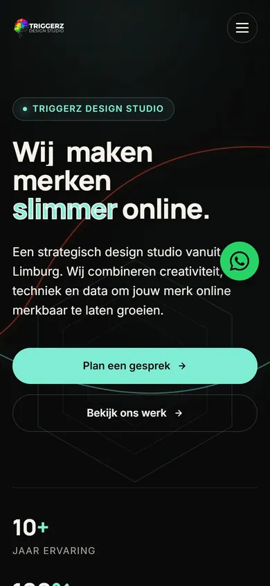 Version mobile du site triggerz.eu, agence digitale aux Pays-Bas